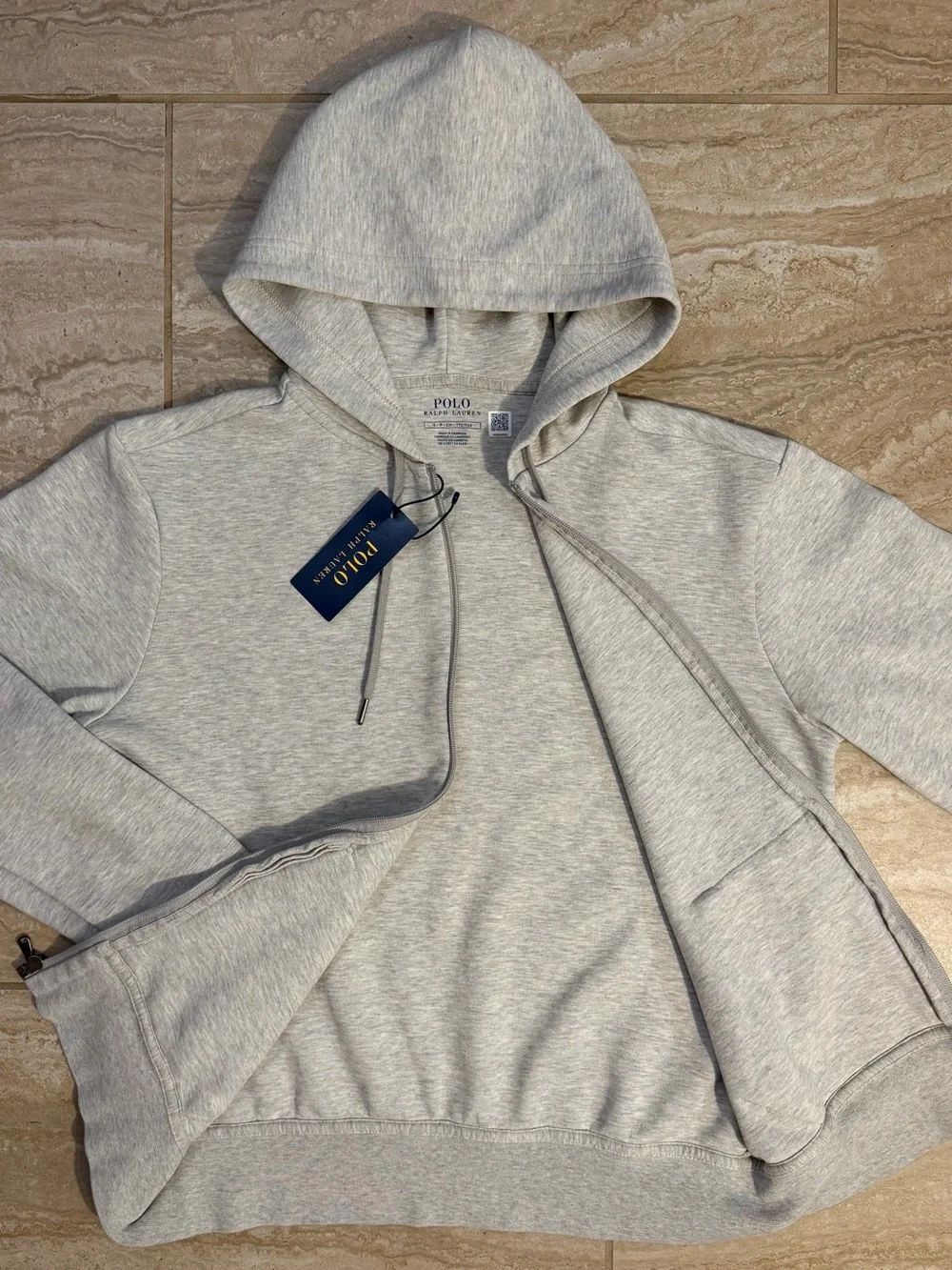 Ralph Lauren Heather Gray Full-Zip Hooded Sweatshirt
